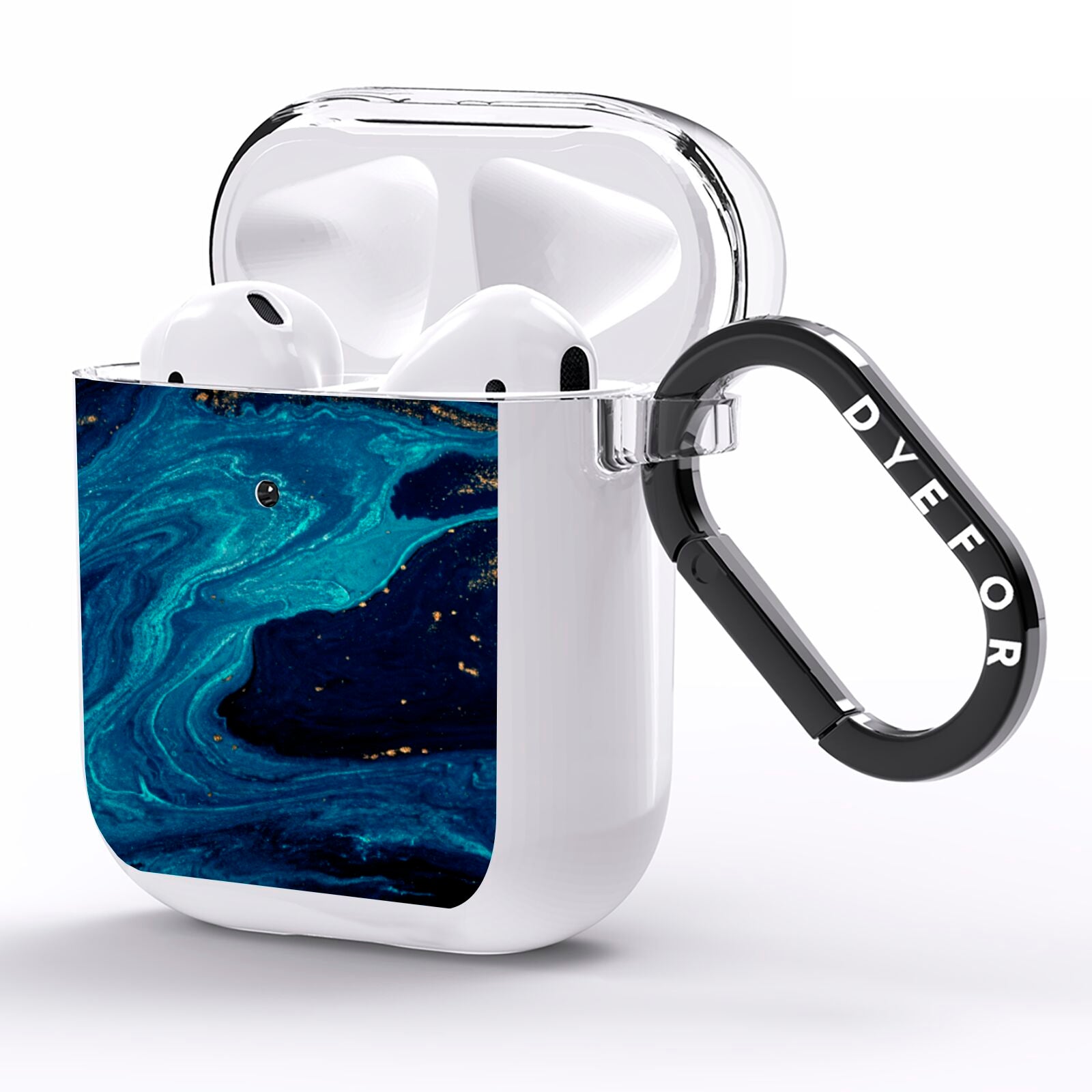 Blue Lagoon Marble AirPods Clear Case Side Image