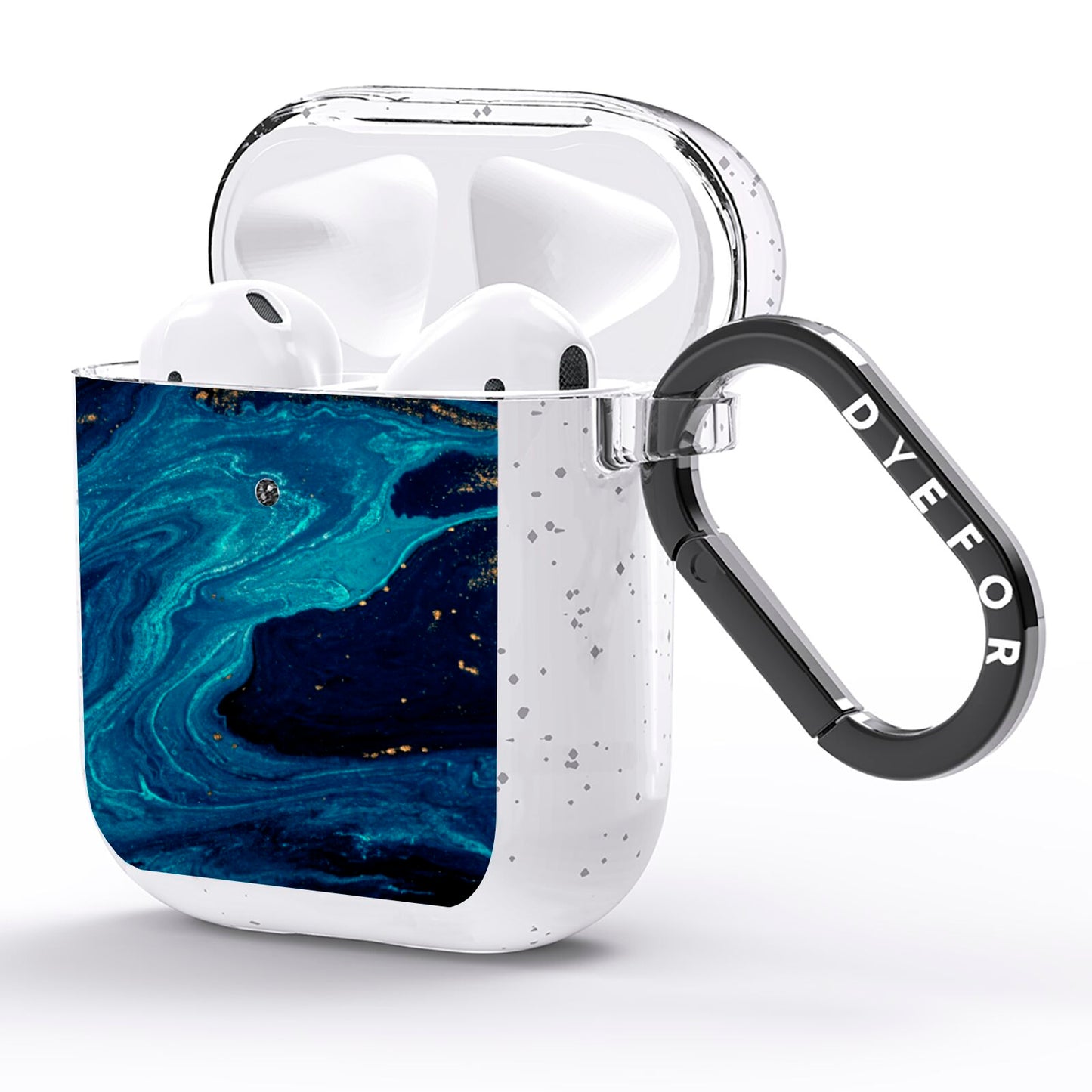 Blue Lagoon Marble AirPods Glitter Case Side Image