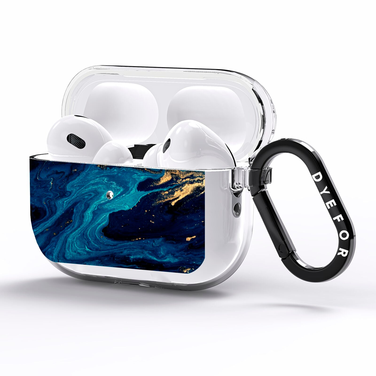 Blue Lagoon Marble AirPods Pro Clear Case Side Image