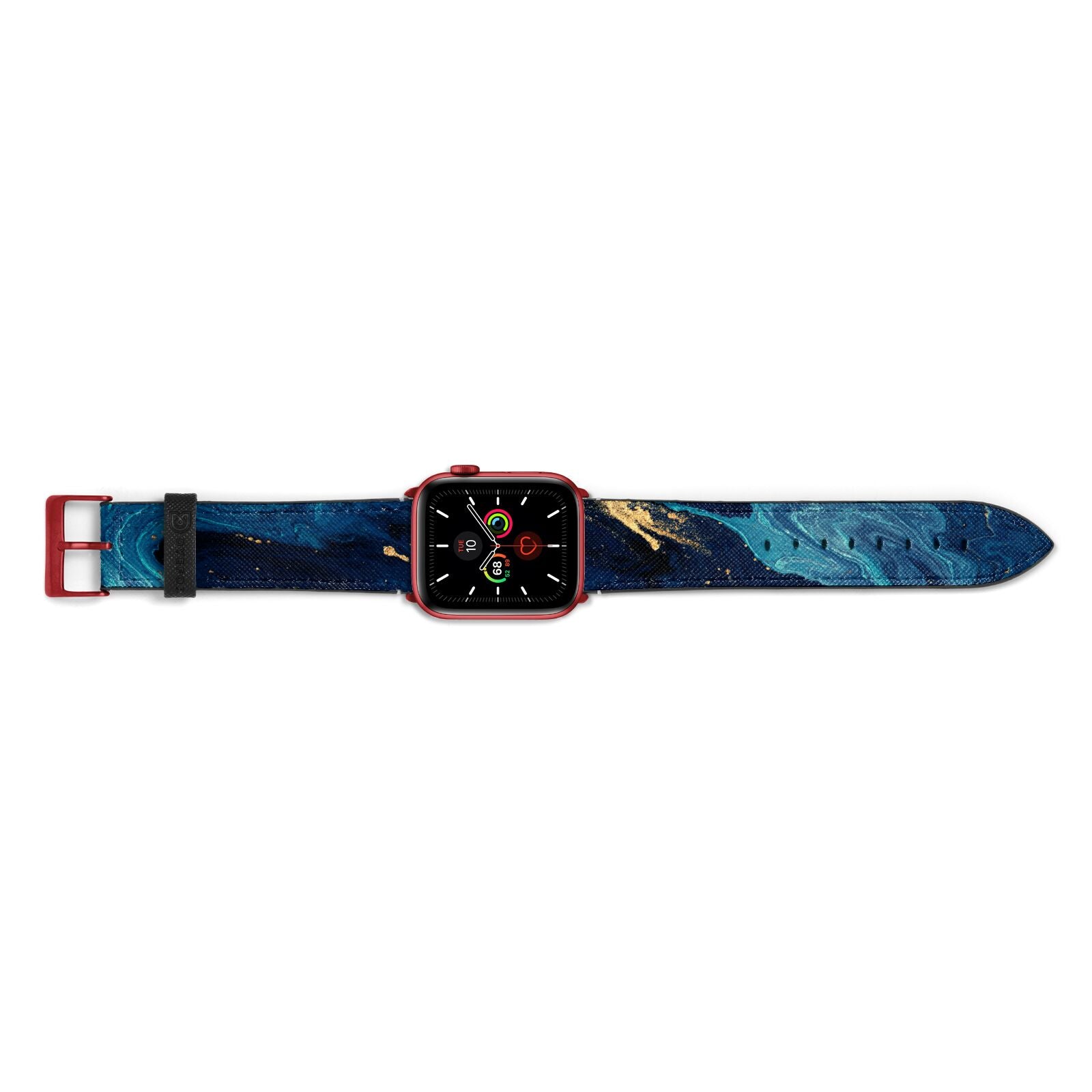 Blue Lagoon Marble Apple Watch Strap Landscape Image Red Hardware