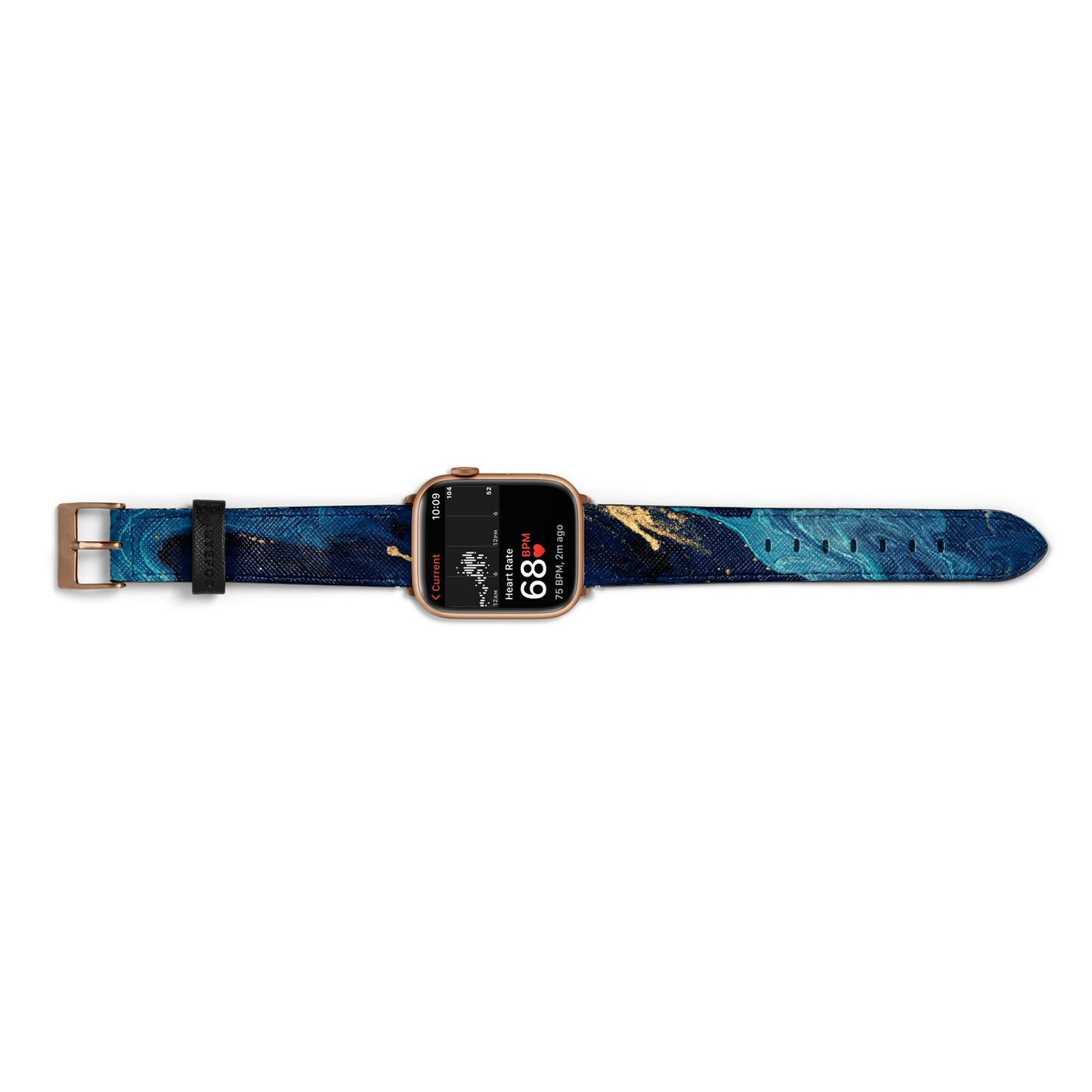 Blue Lagoon Marble Apple Watch Strap Size 38mm Landscape Image Gold Hardware