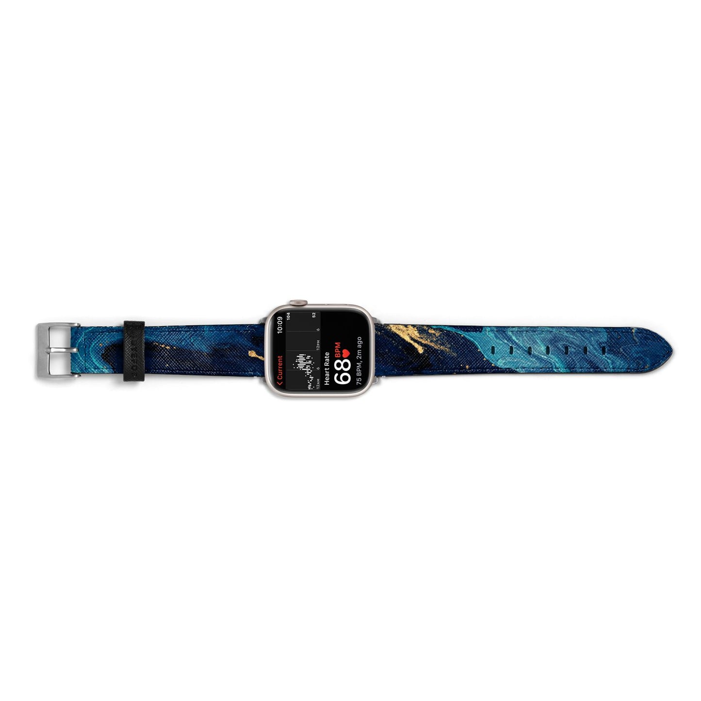 Blue Lagoon Marble Apple Watch Strap Size 38mm Landscape Image Silver Hardware