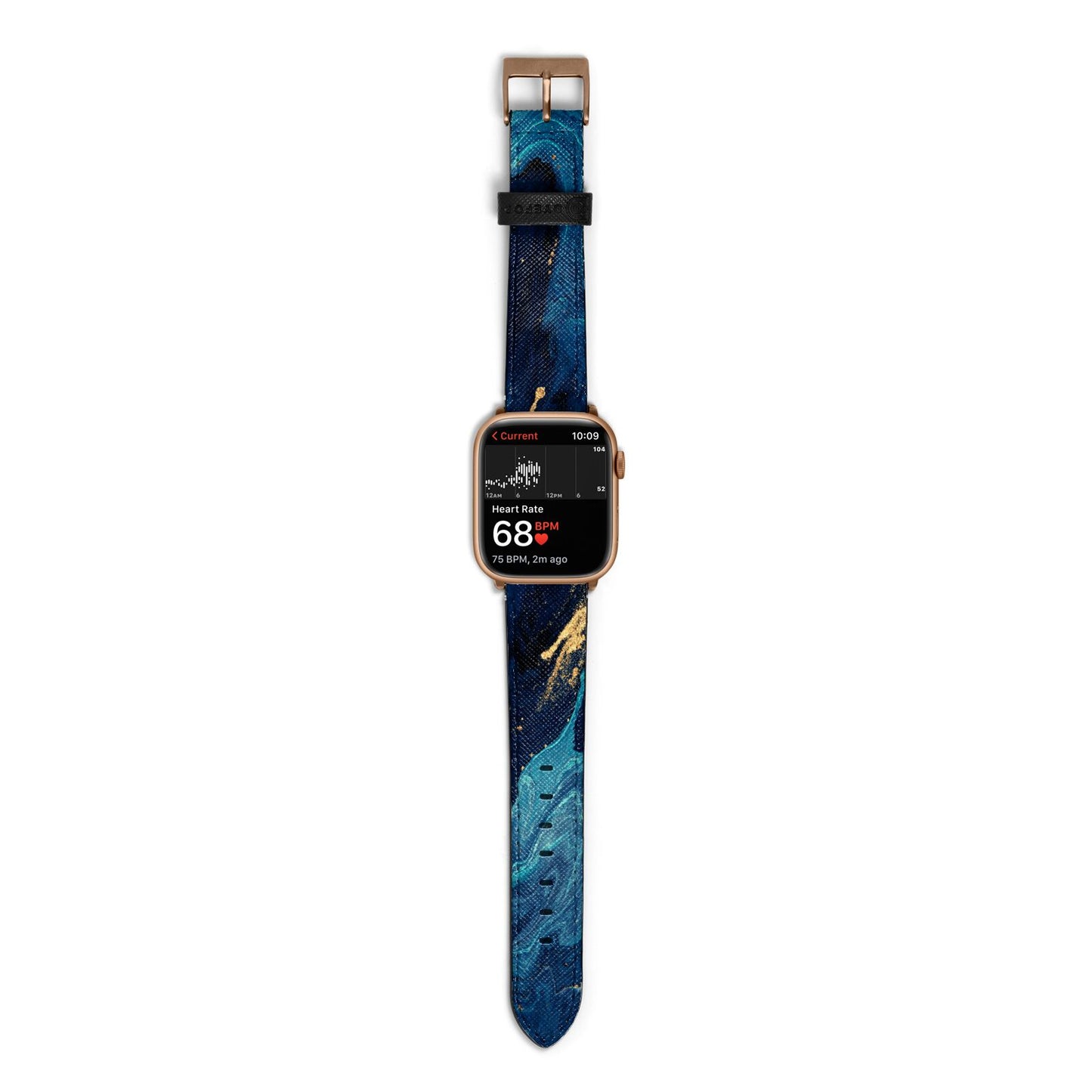 Blue Lagoon Marble Apple Watch Strap Size 38mm with Gold Hardware