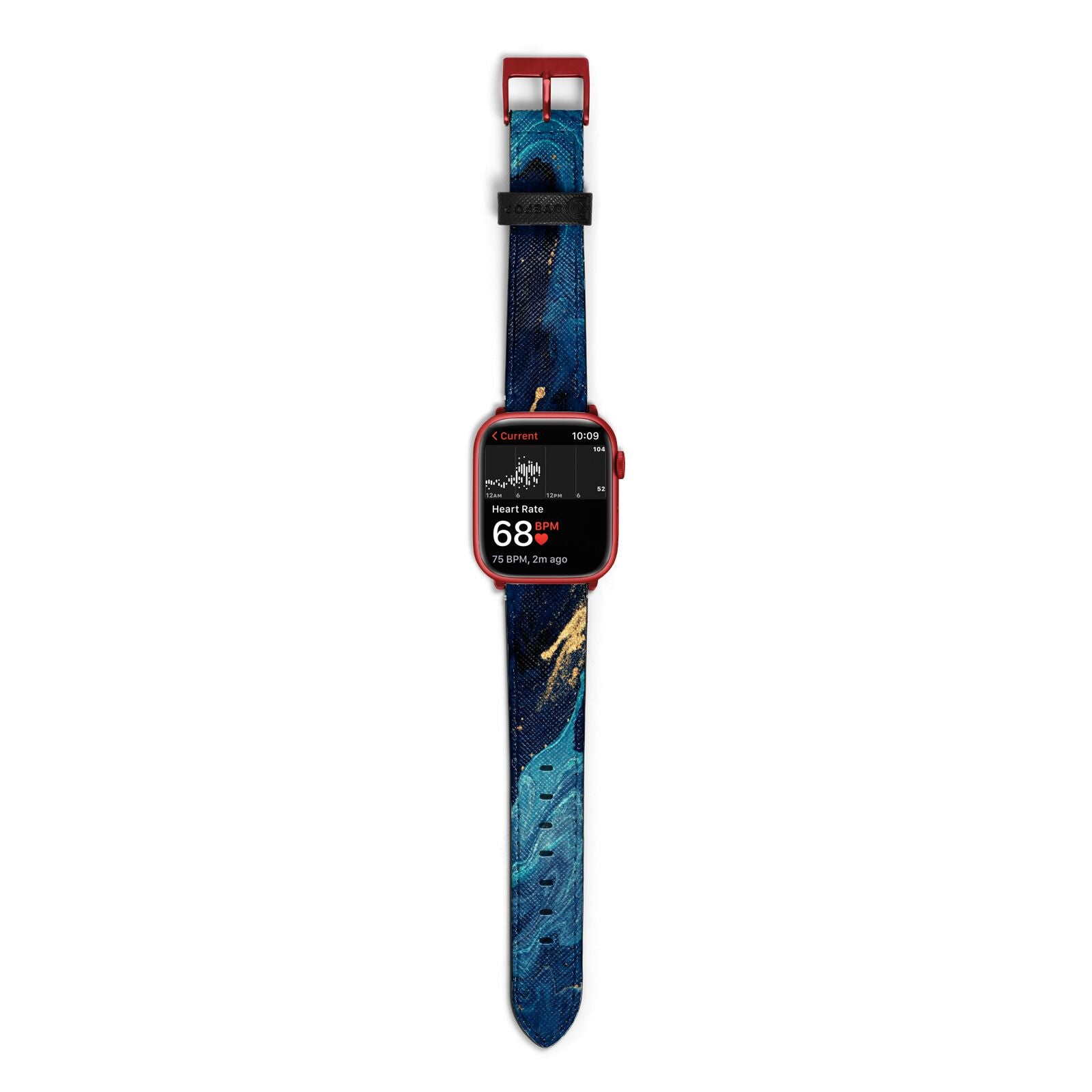 Blue Lagoon Marble Apple Watch Strap Size 38mm with Red Hardware