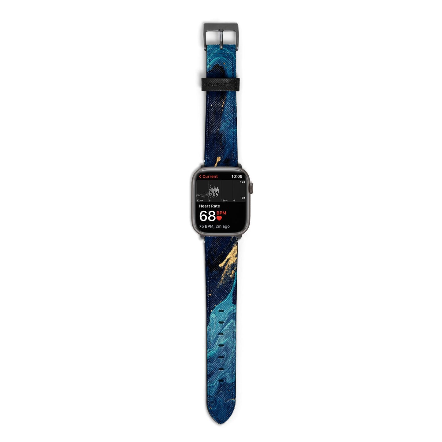 Blue Lagoon Marble Apple Watch Strap Size 38mm with Space Grey Hardware