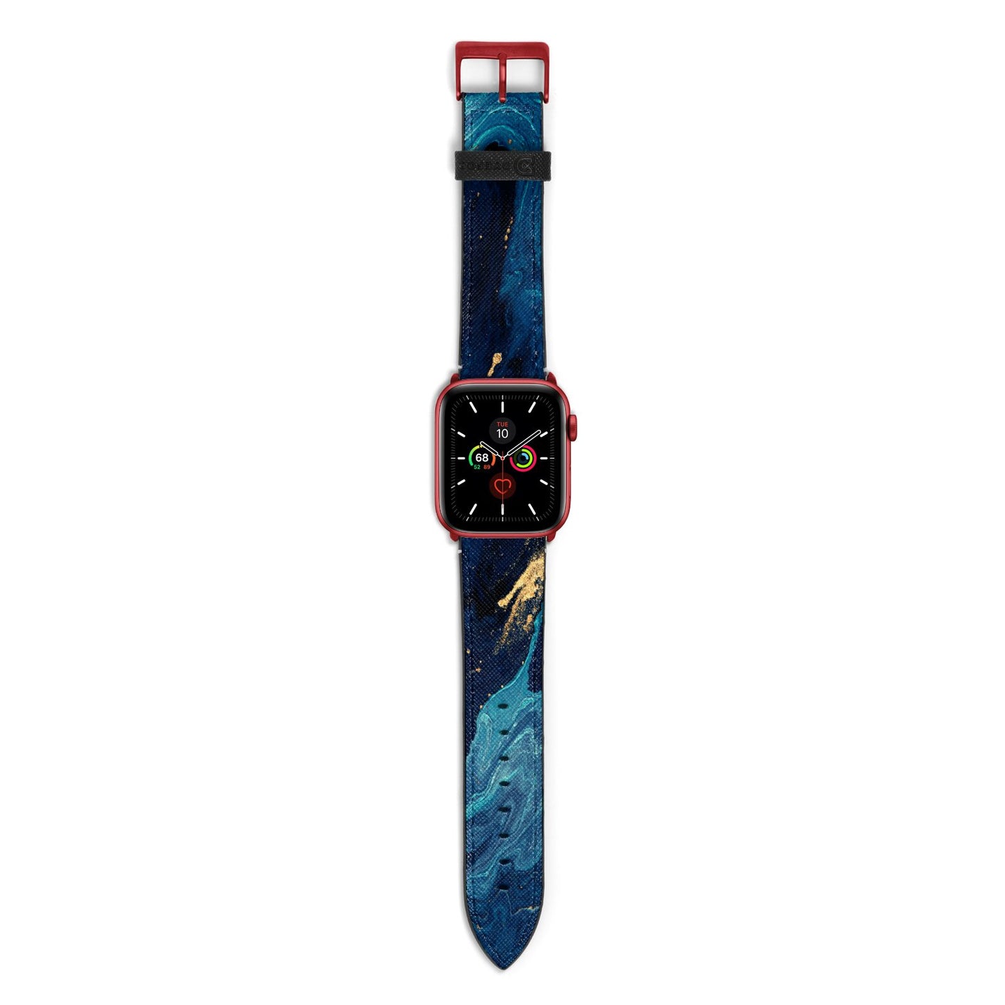 Blue Lagoon Marble Apple Watch Strap with Red Hardware