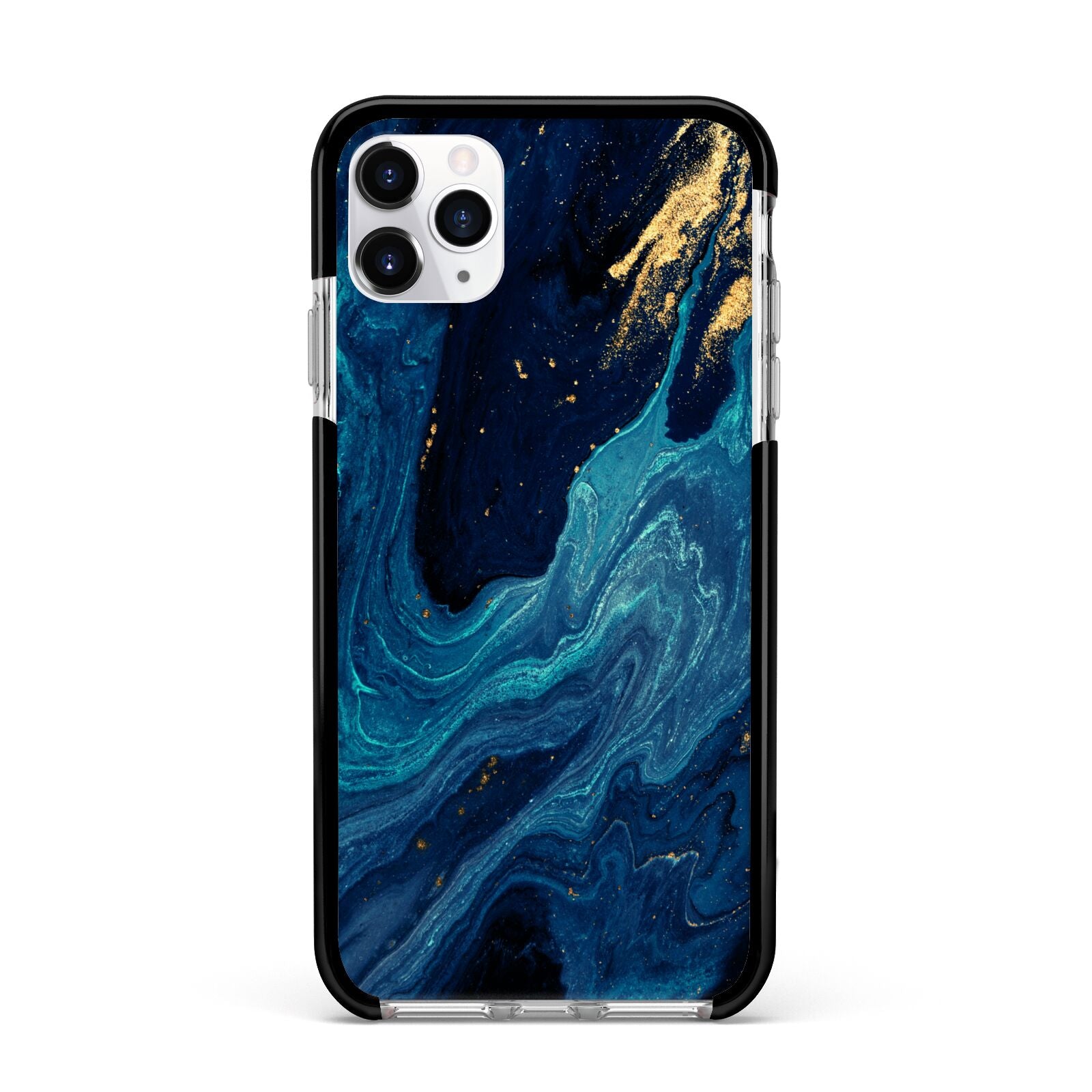 Blue Lagoon Marble Apple iPhone 11 Pro Max in Silver with Black Impact Case