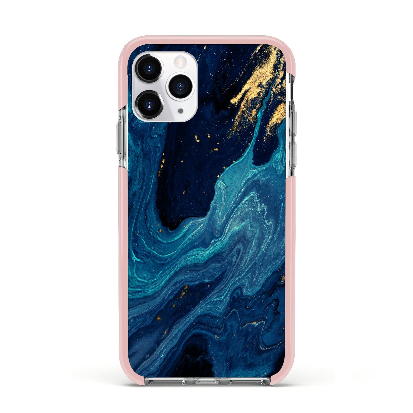 Blue Lagoon Marble Apple iPhone 11 Pro in Silver with Pink Impact Case