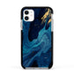 Blue Lagoon Marble Apple iPhone 11 in White with Black Impact Case