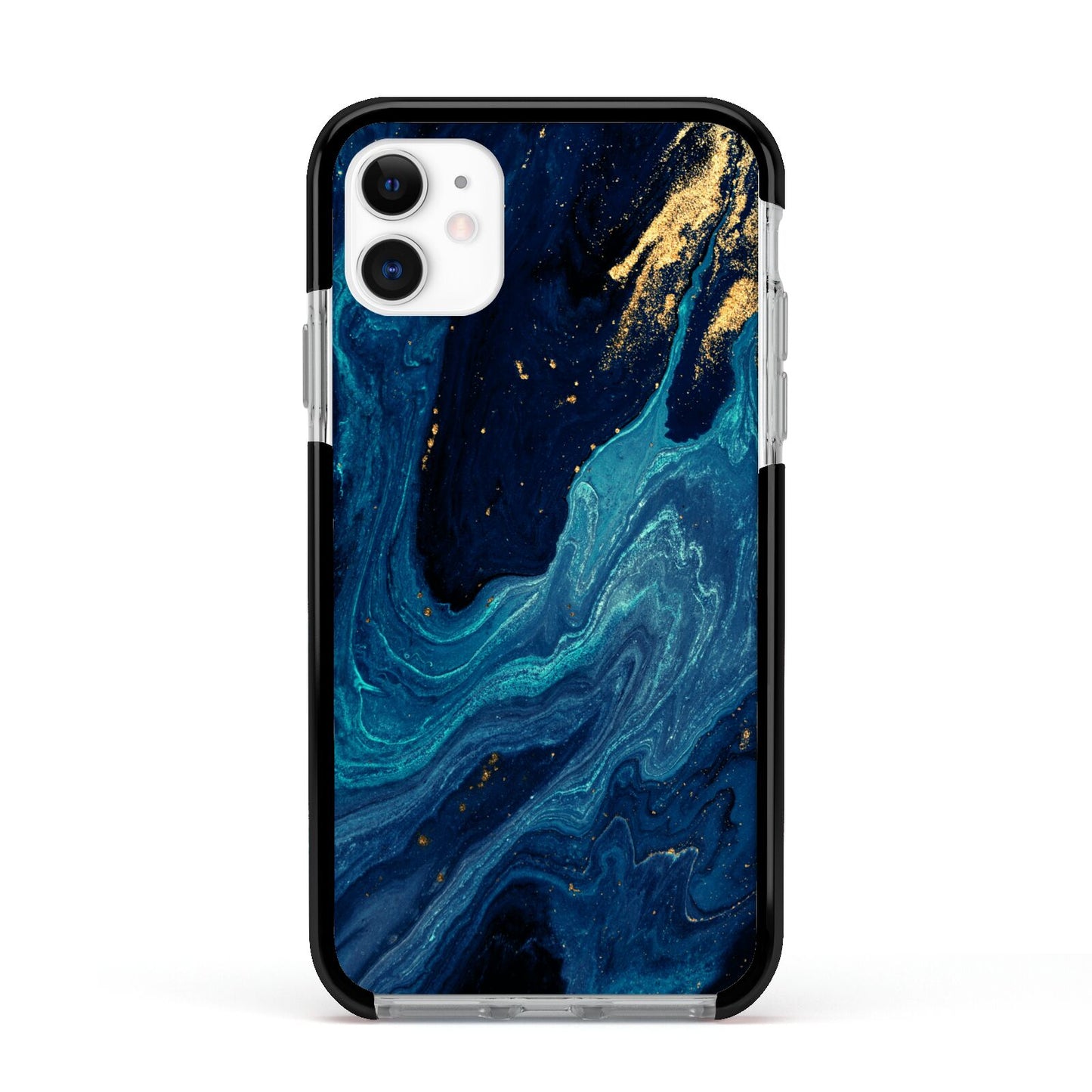 Blue Lagoon Marble Apple iPhone 11 in White with Black Impact Case