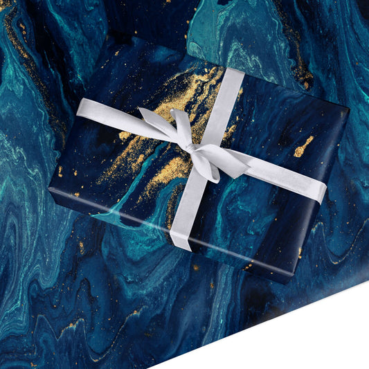 Blue Lagoon Marble Custom Wrapping Paper