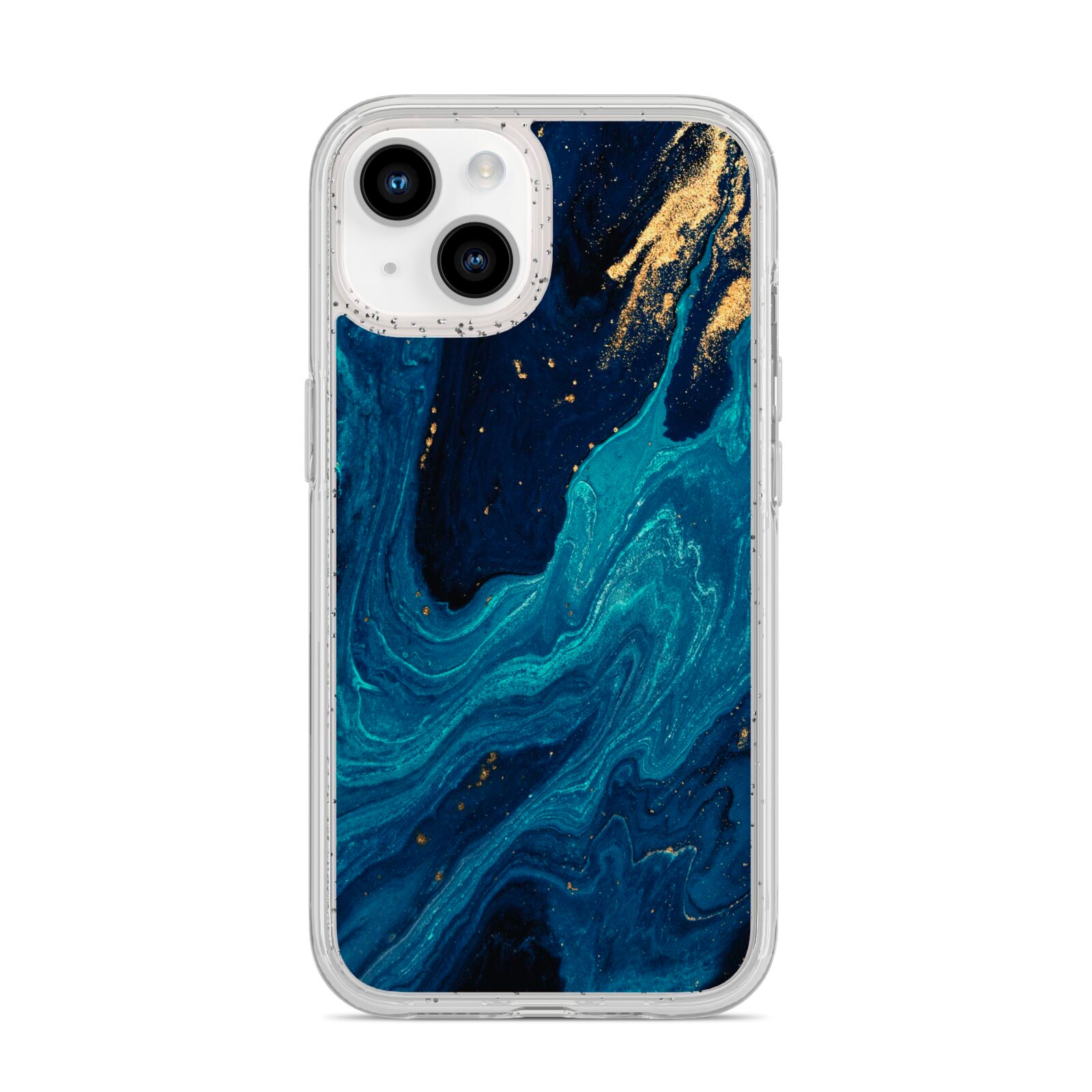 Blue Lagoon Marble iPhone 14 Glitter Tough Case Starlight
