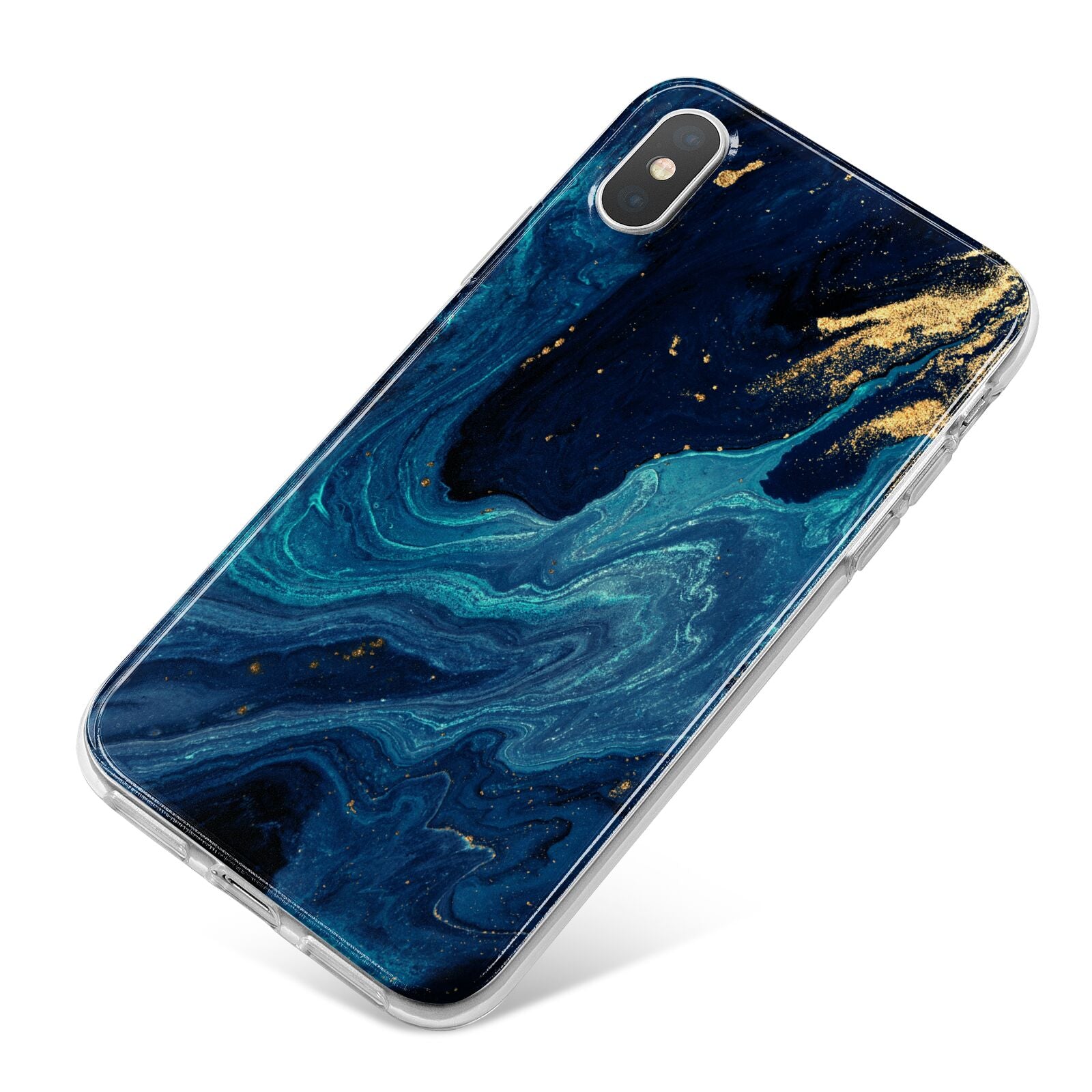 Blue Lagoon Marble iPhone X Bumper Case on Silver iPhone