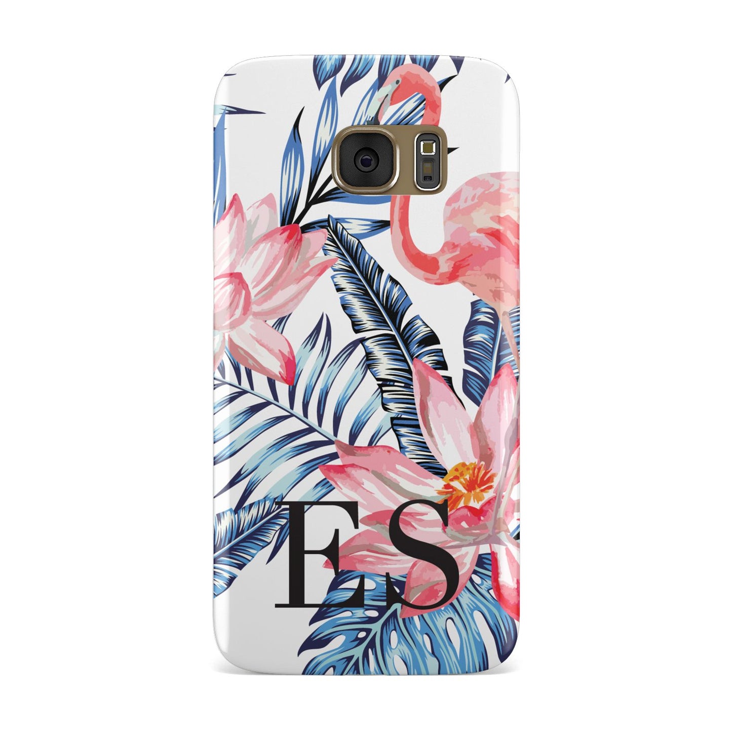 Blue Leaves Pink Flamingos Samsung Galaxy Case