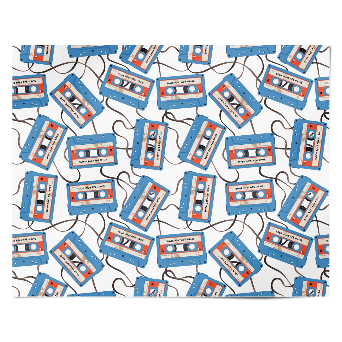 Blue Mixtape Custom Personalised Wrapping Paper Alternative