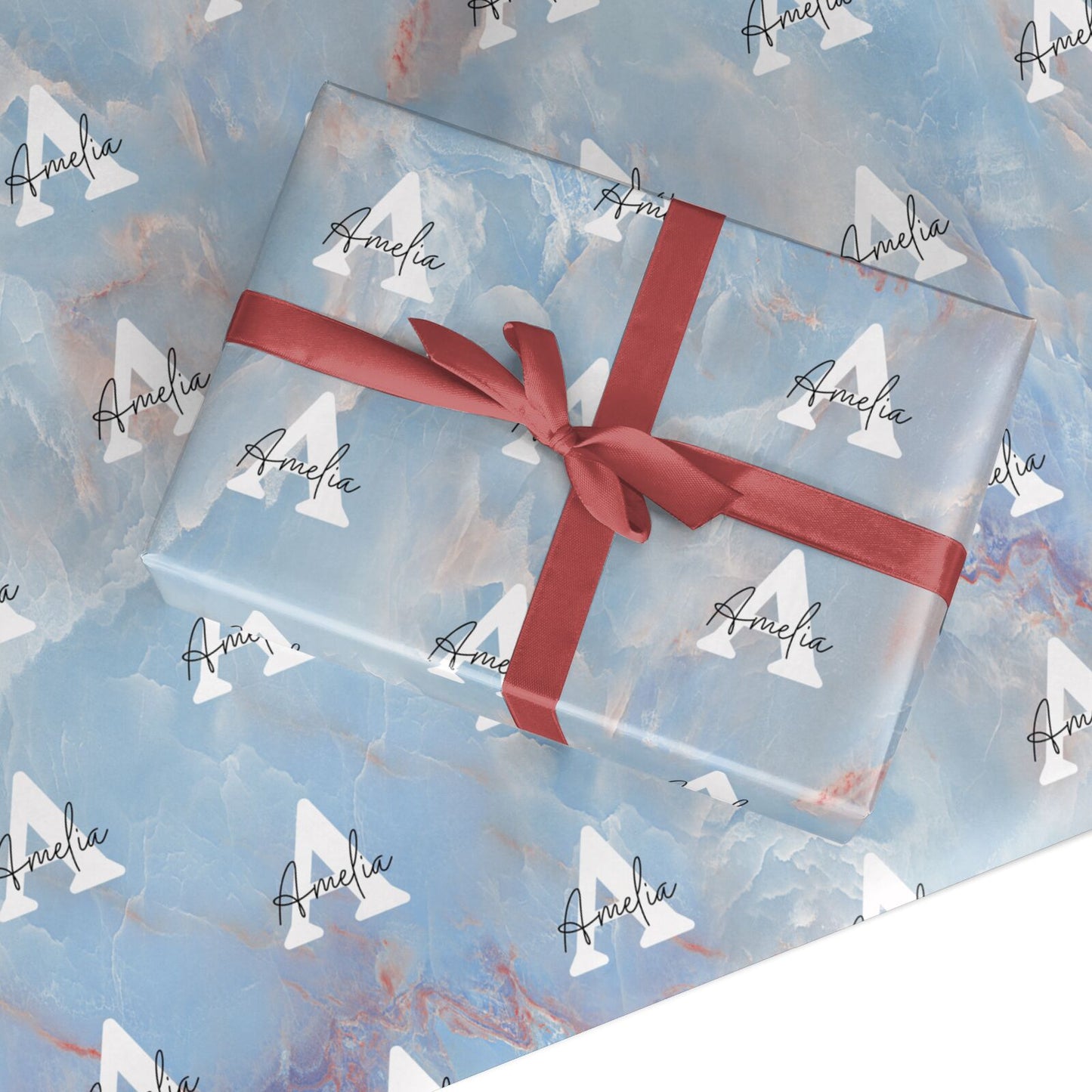 Blue Onyx Marble Custom Wrapping Paper