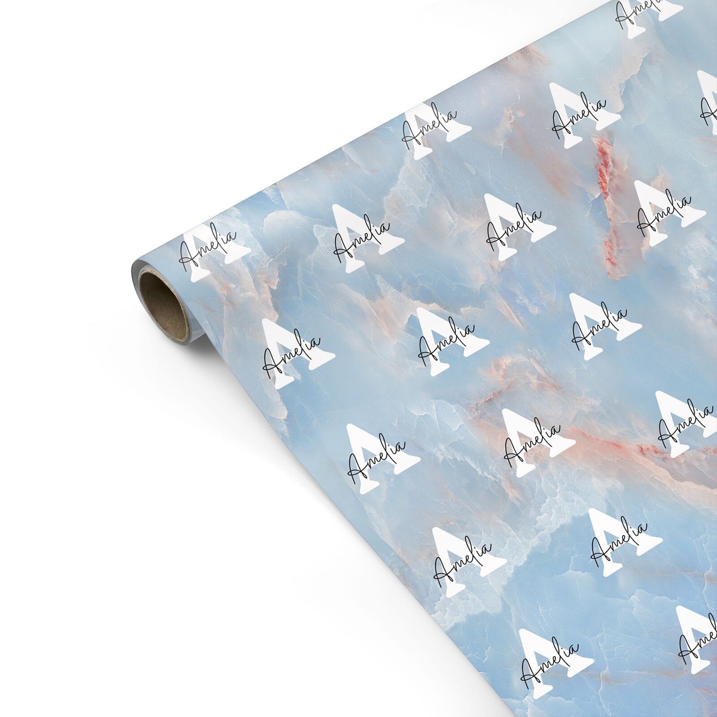 Blue Onyx Marble Personalised Gift Wrap