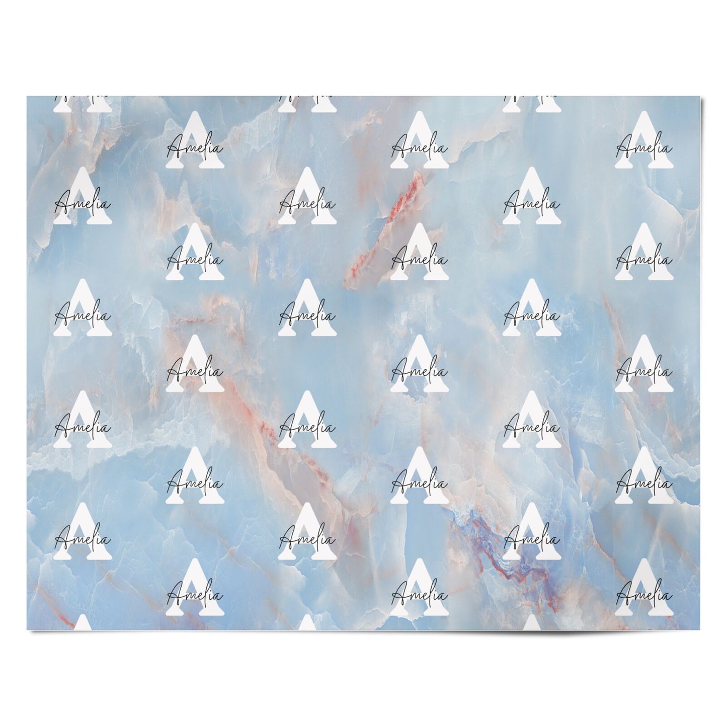 Blue Onyx Marble Personalised Wrapping Paper Alternative