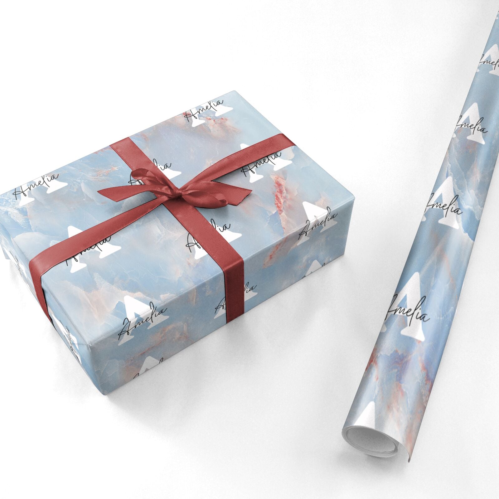 Blue Onyx Marble Personalised Wrapping Paper