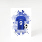 Blue Personalised Football Shirt A5 Greetings Card