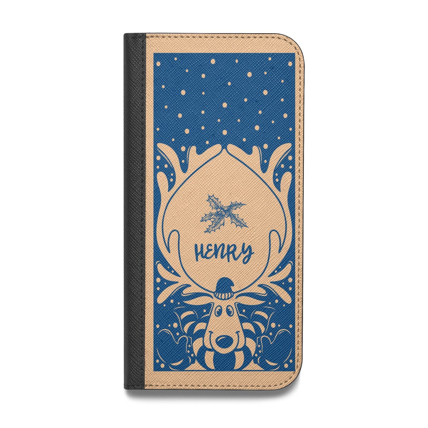 Blue Reindeer Personalised Vegan Leather Flip Samsung Case