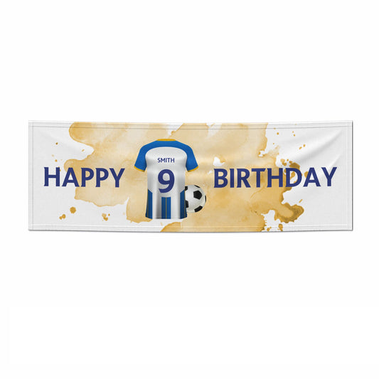 Blue White Yellow Personalised Football Shirt 6x2 Paper Banner