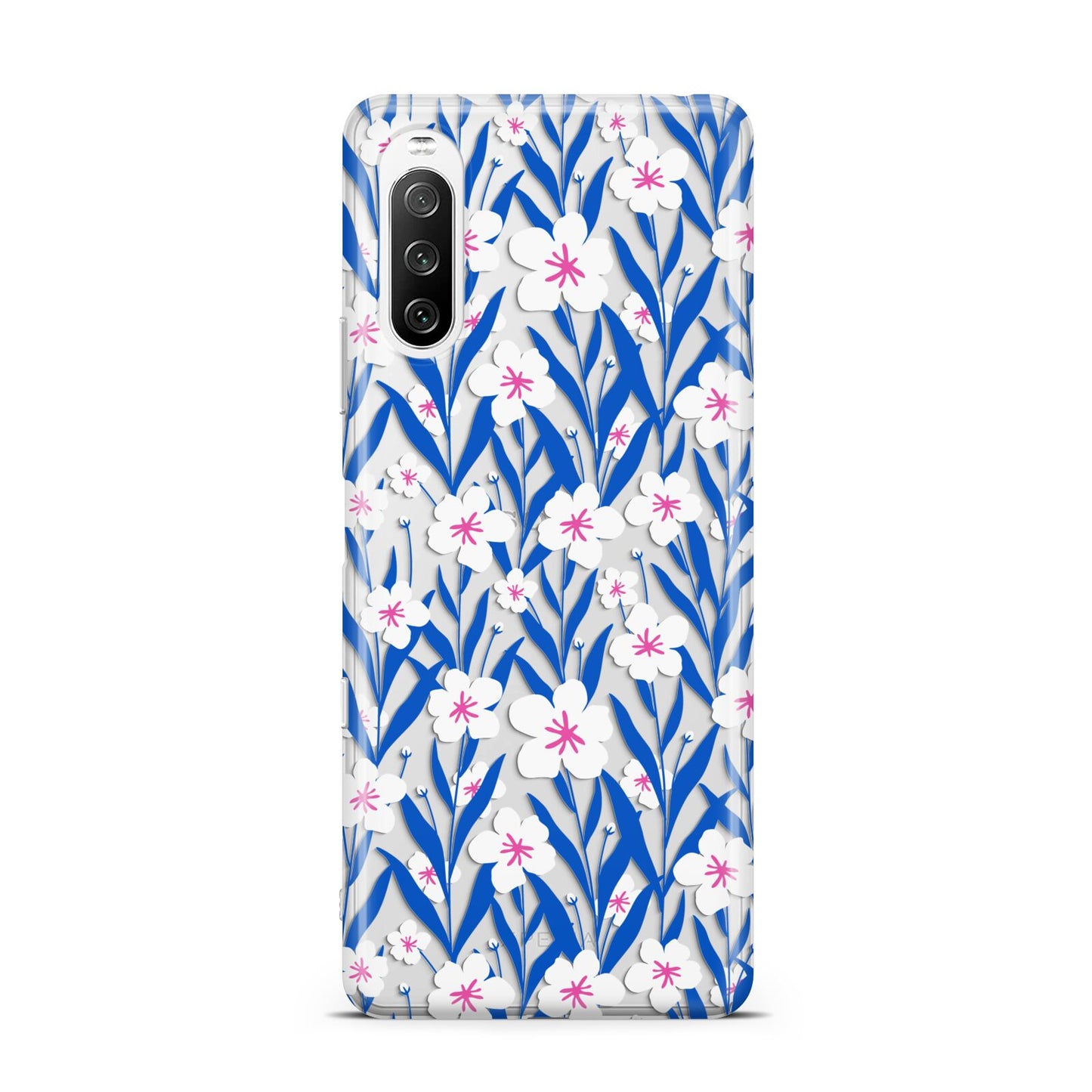Blue and White Flowers Sony Xperia 10 III Case