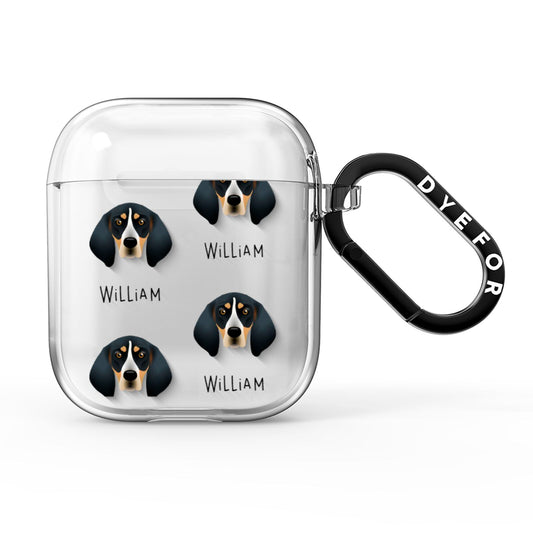 Bluetick Coonhound Icon with Name AirPods Clear Case