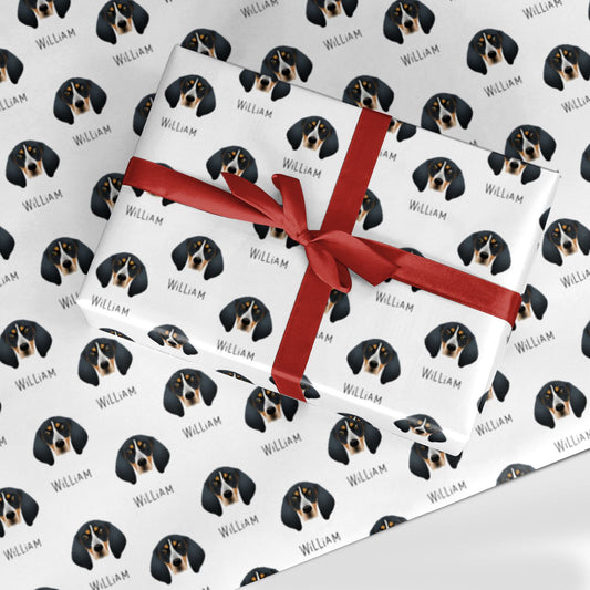 Bluetick Coonhound Icon with Name Custom Wrapping Paper