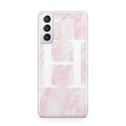 Blush Marble Custom Initial Personalised Samsung S21 Case