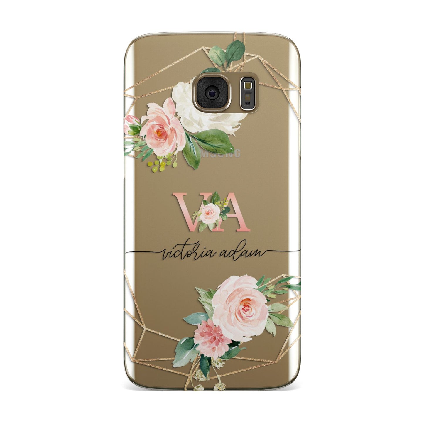 Blush Pink Rose Floral Personalised Samsung Galaxy Case