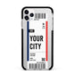 Boarding Pass Ticket Apple iPhone 11 Pro Max in Silver with Black Impact Case