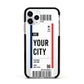 Boarding Pass Ticket Apple iPhone 11 Pro in Silver with Black Impact Case