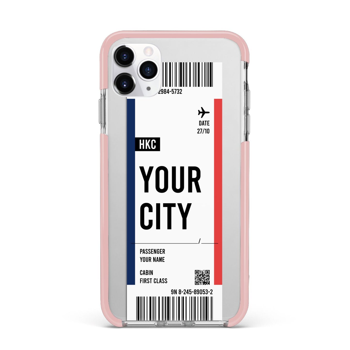 Boarding Pass Ticket iPhone 11 Pro Max Impact Pink Edge Case