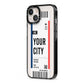 Boarding Pass Ticket iPhone 13 Black Impact Case Side Angle on Silver phone