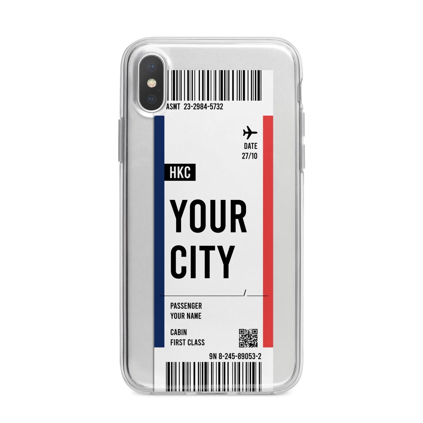 Boarding Pass Ticket iPhone X Bumper Case on Silver iPhone Alternative Image 1