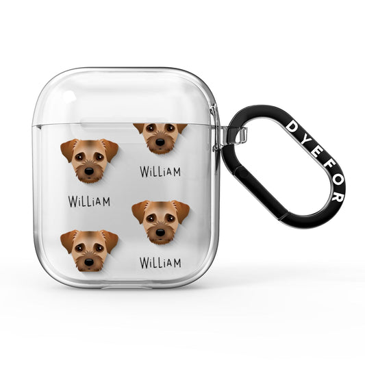 Border Terrier Icon with Name AirPods Clear Case
