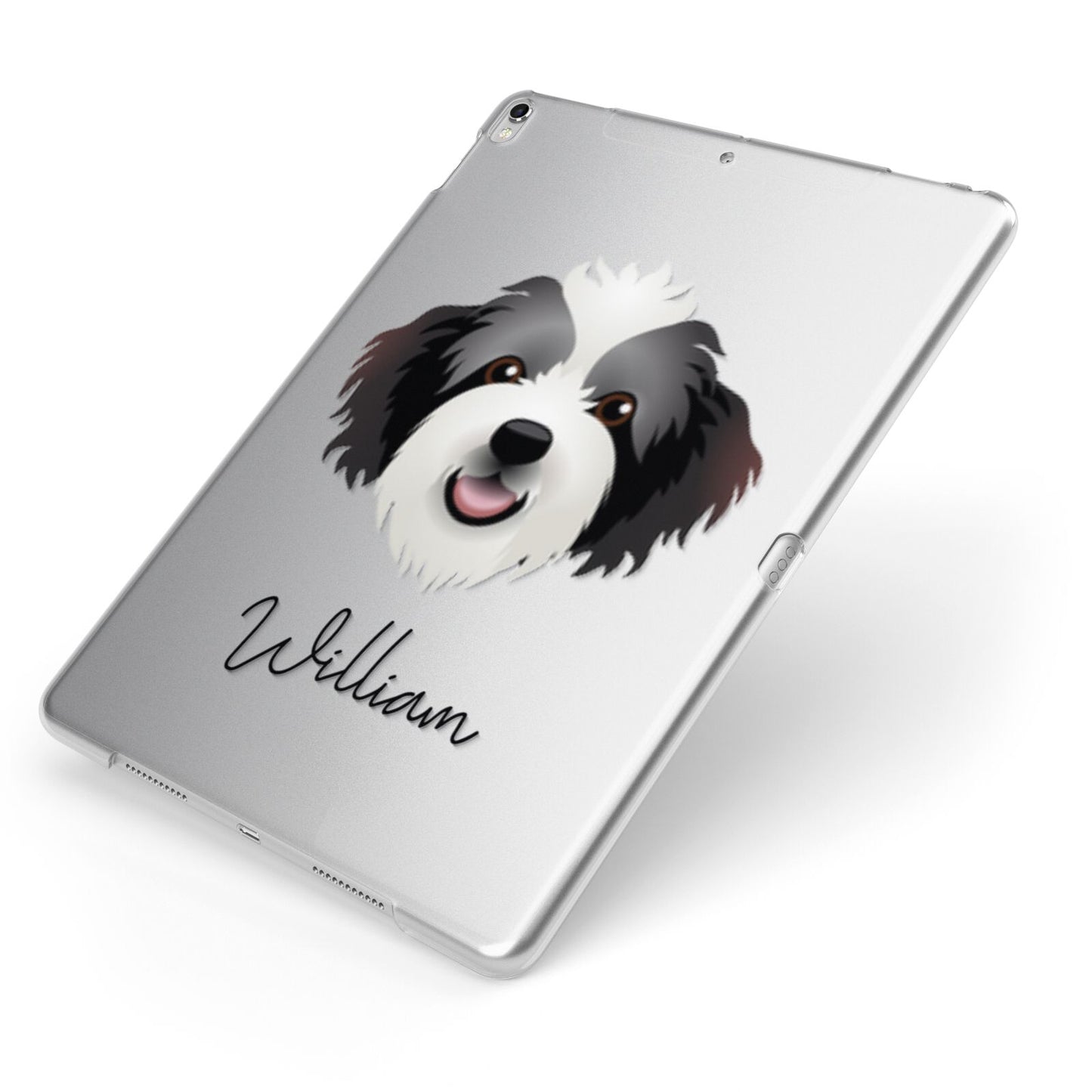 Bordoodle Personalised Apple iPad Case on Silver iPad Side View