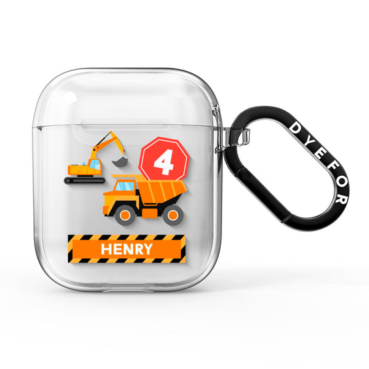 Boys Birthday Diggers Personalised AirPods Clear Case