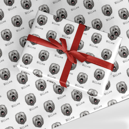 Briard Icon with Name Custom Wrapping Paper