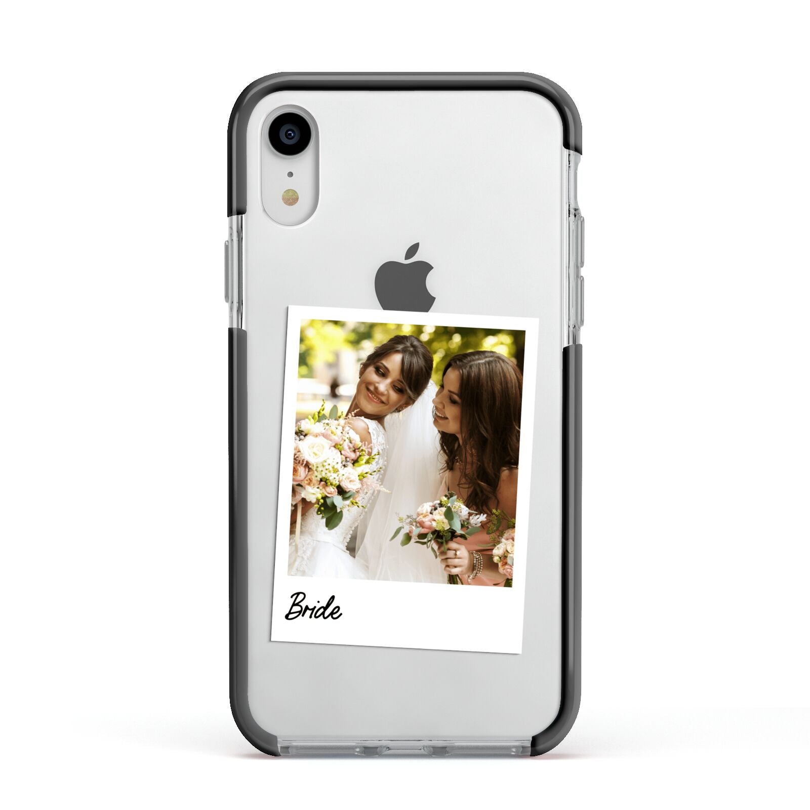 Bridal Photo Apple iPhone XR Impact Case Black Edge on Silver Phone