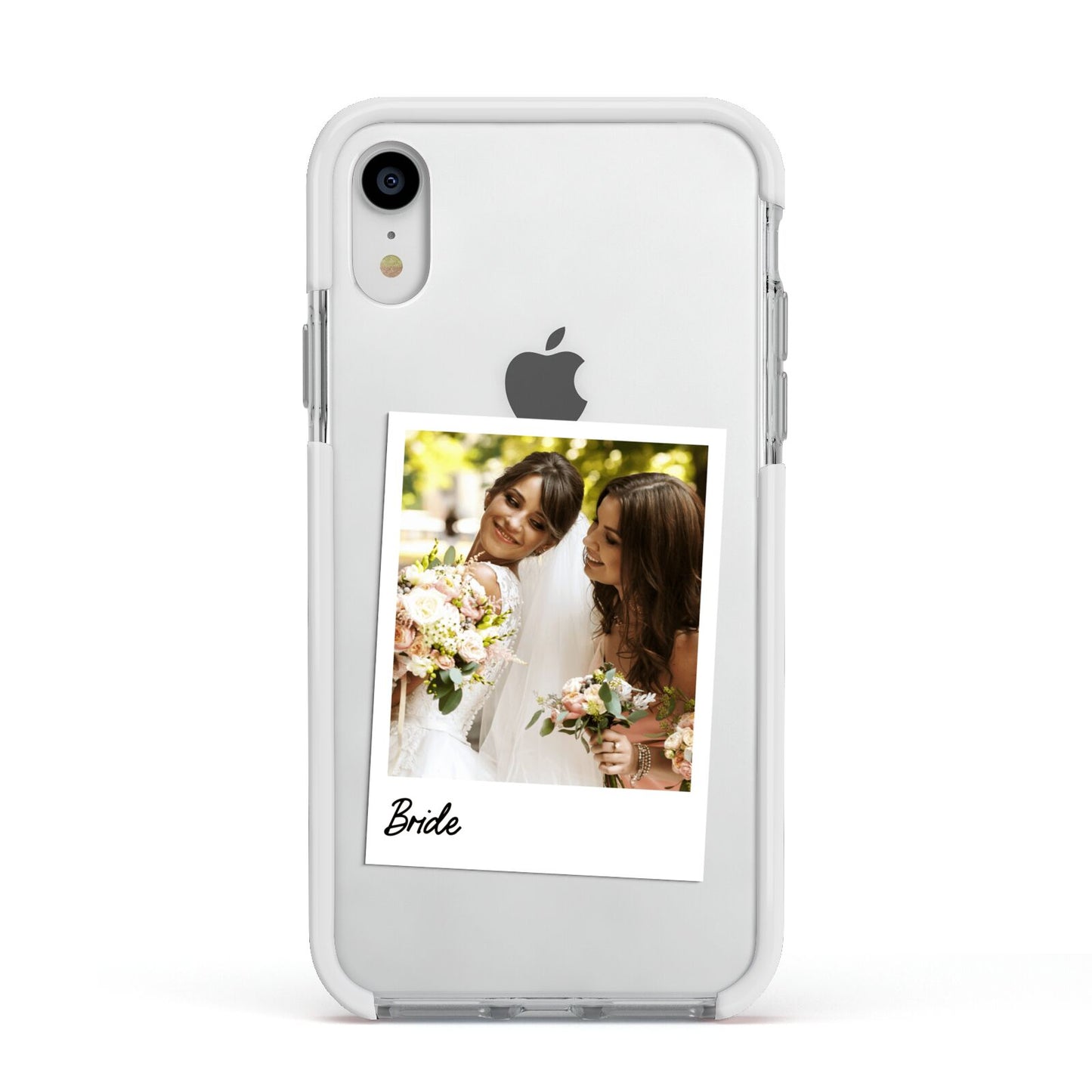 Bridal Photo Apple iPhone XR Impact Case White Edge on Silver Phone