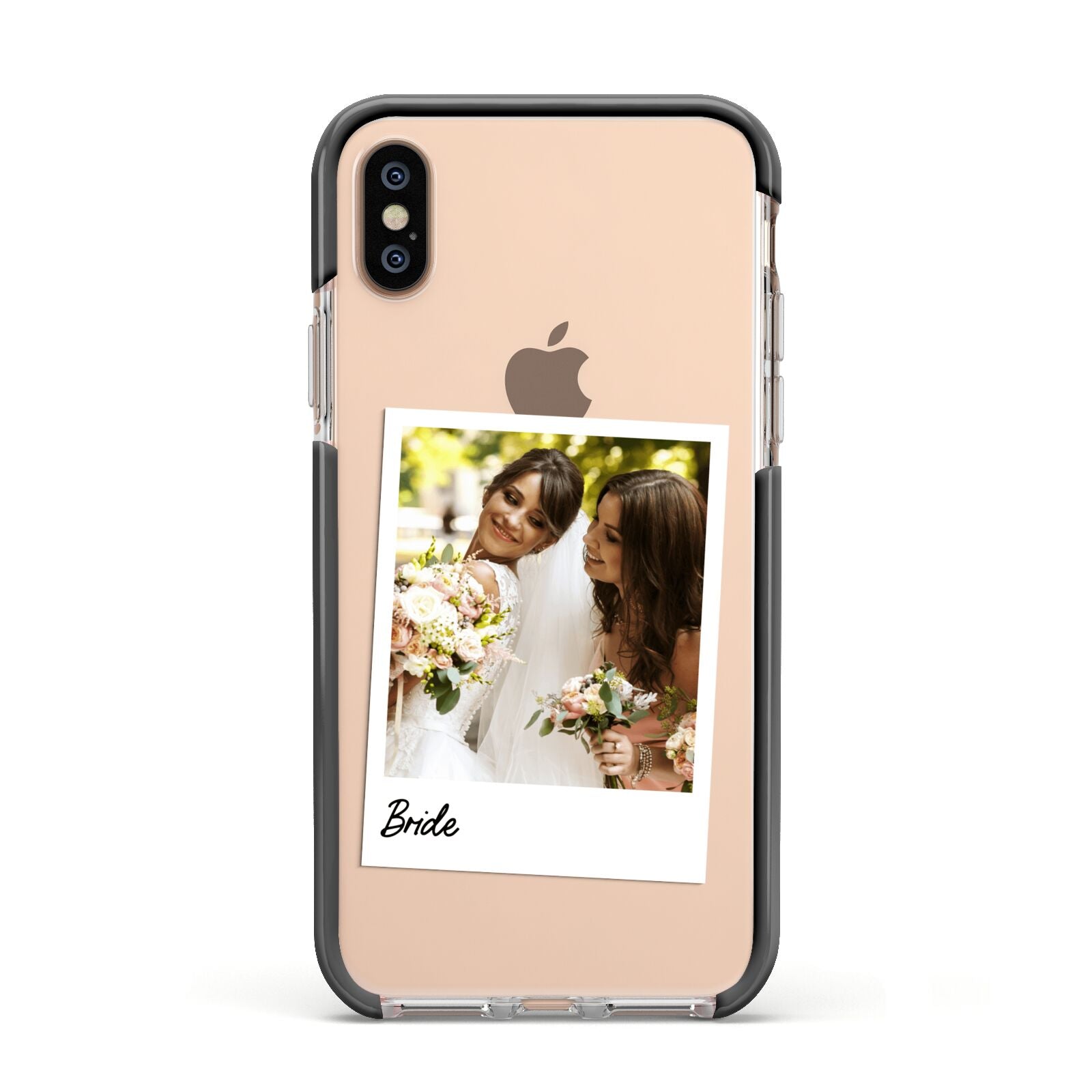 Bridal Photo Apple iPhone Xs Impact Case Black Edge on Gold Phone