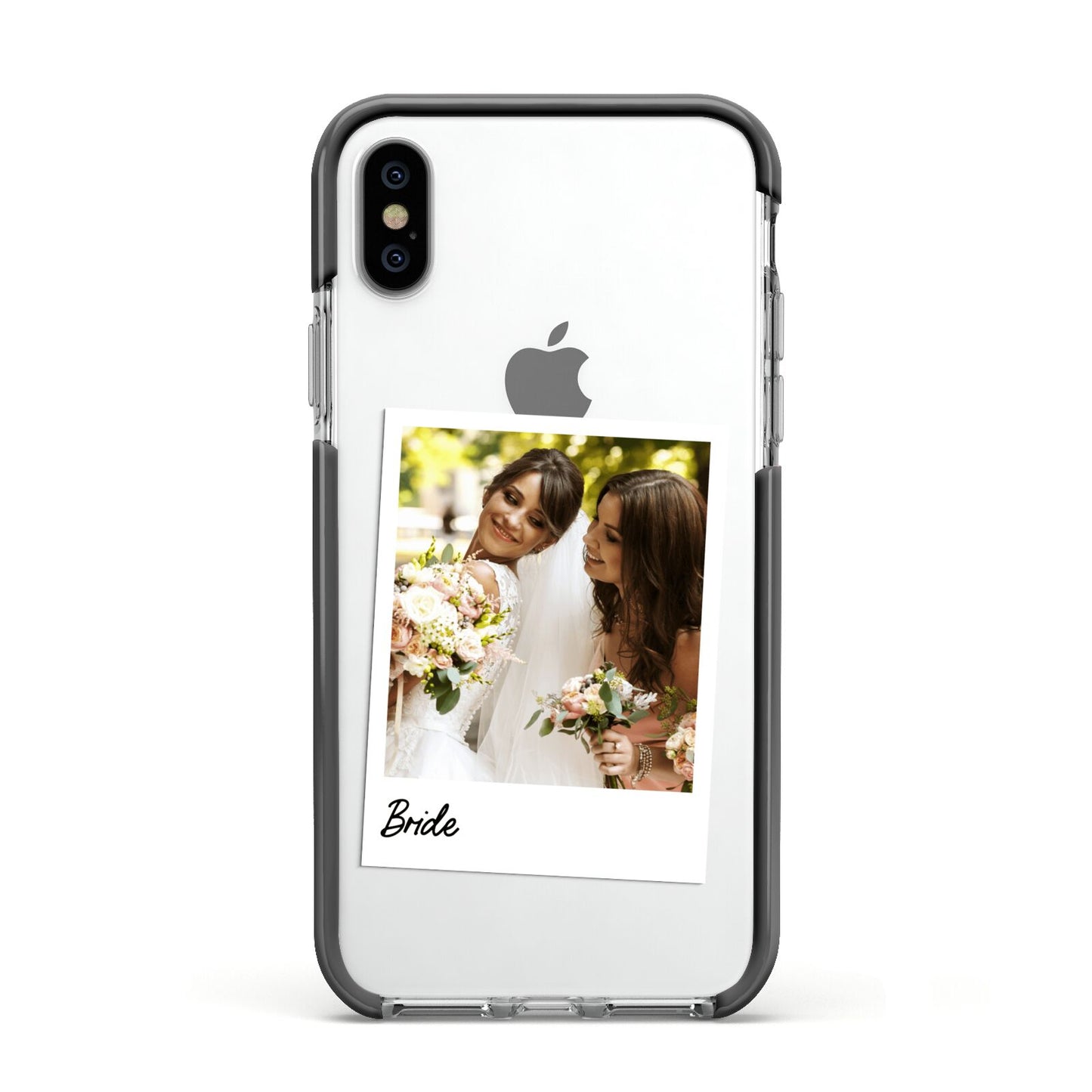 Bridal Photo Apple iPhone Xs Impact Case Black Edge on Silver Phone