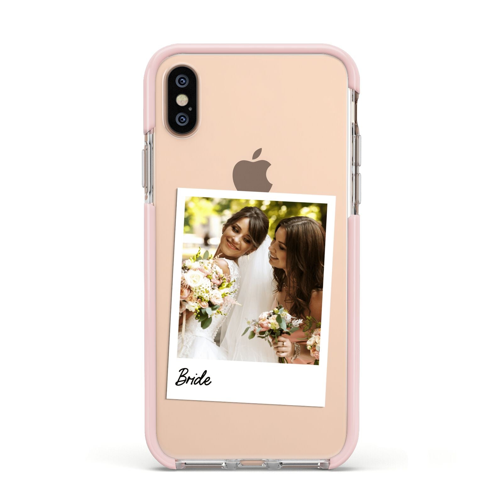 Bridal Photo Apple iPhone Xs Impact Case Pink Edge on Gold Phone