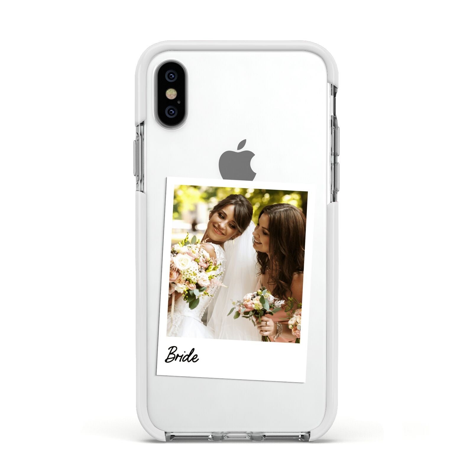 Bridal Photo Apple iPhone Xs Impact Case White Edge on Silver Phone