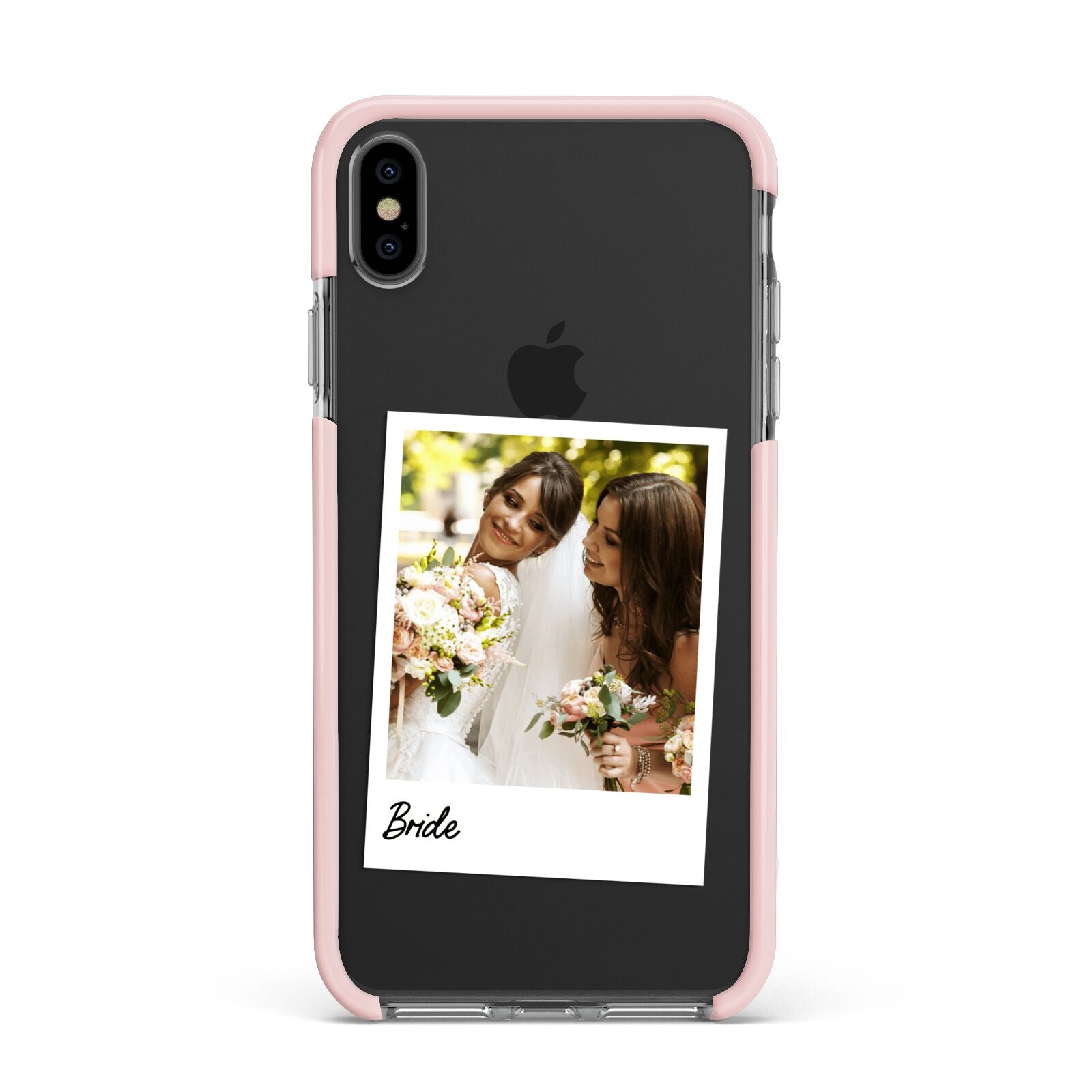 Bridal Photo Apple iPhone Xs Max Impact Case Pink Edge on Black Phone