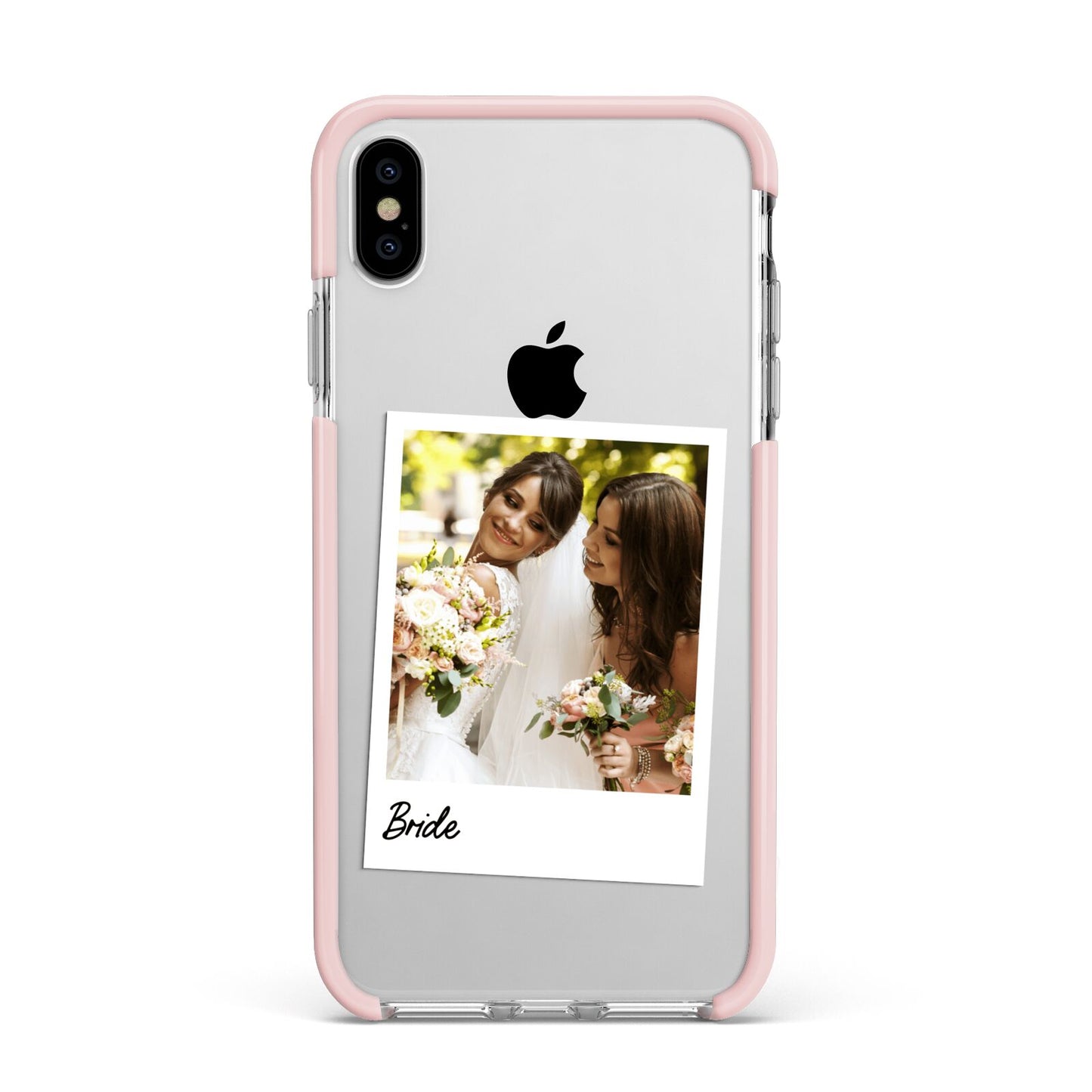 Bridal Photo Apple iPhone Xs Max Impact Case Pink Edge on Silver Phone