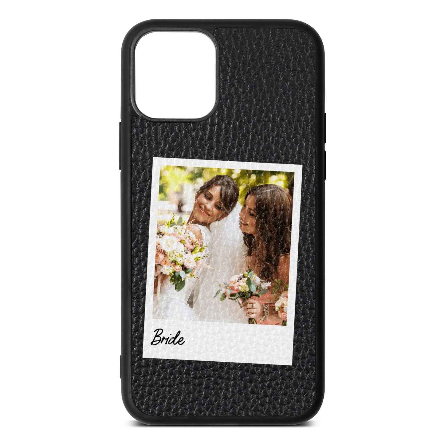 Bridal Photo Black Pebble Leather iPhone 11 Pro Case