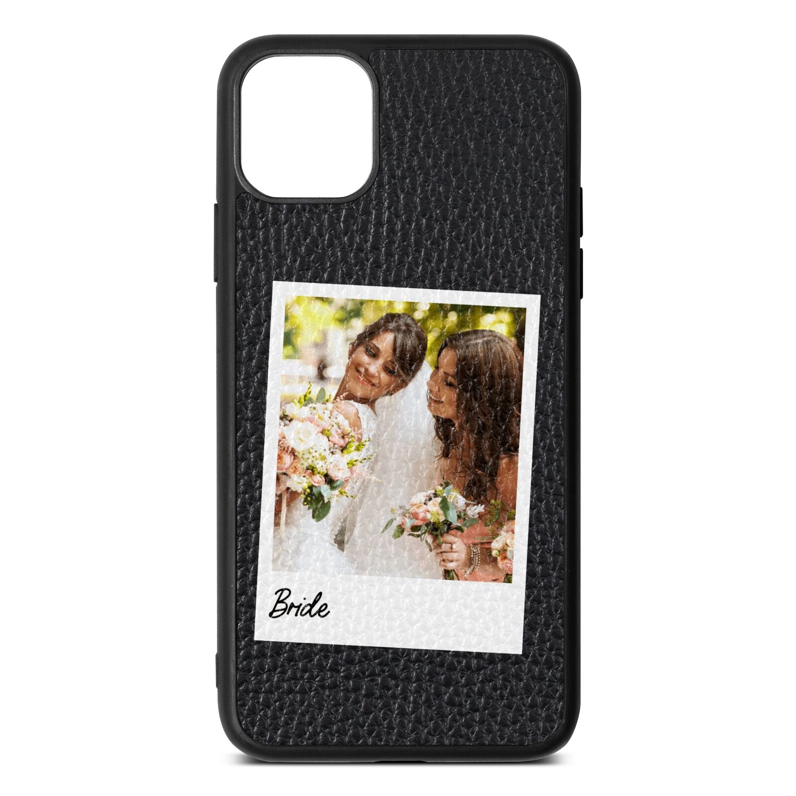 Bridal Photo Black Pebble Leather iPhone 11 Pro Max Case
